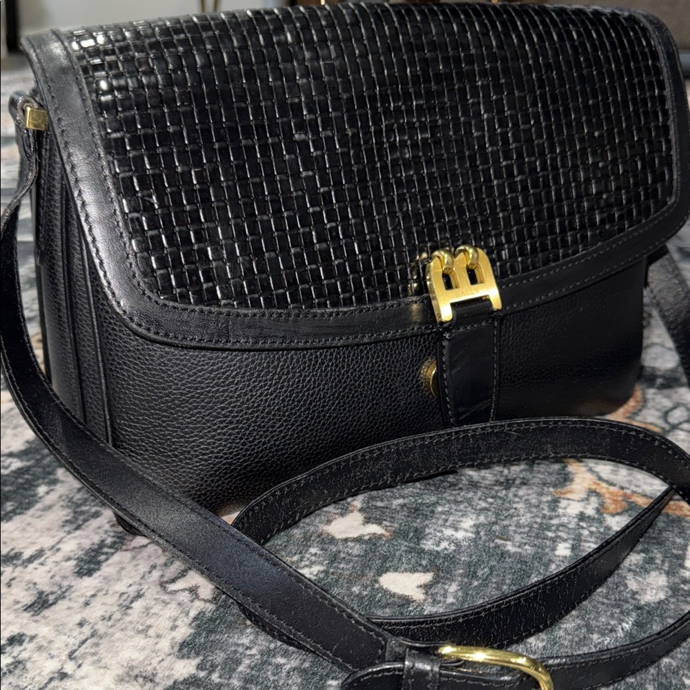 Bally Black Woven Leather Crossbody Bag EUC - Picture 8 of 16